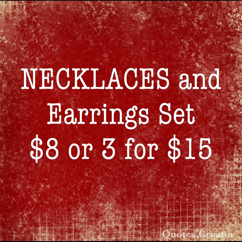 SALE ON ALL NECKLACES PRICED at $8